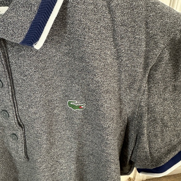 Lacoste Men's Polo Shirt - Dark Gray with Blue Accents - Picture 3 of 4